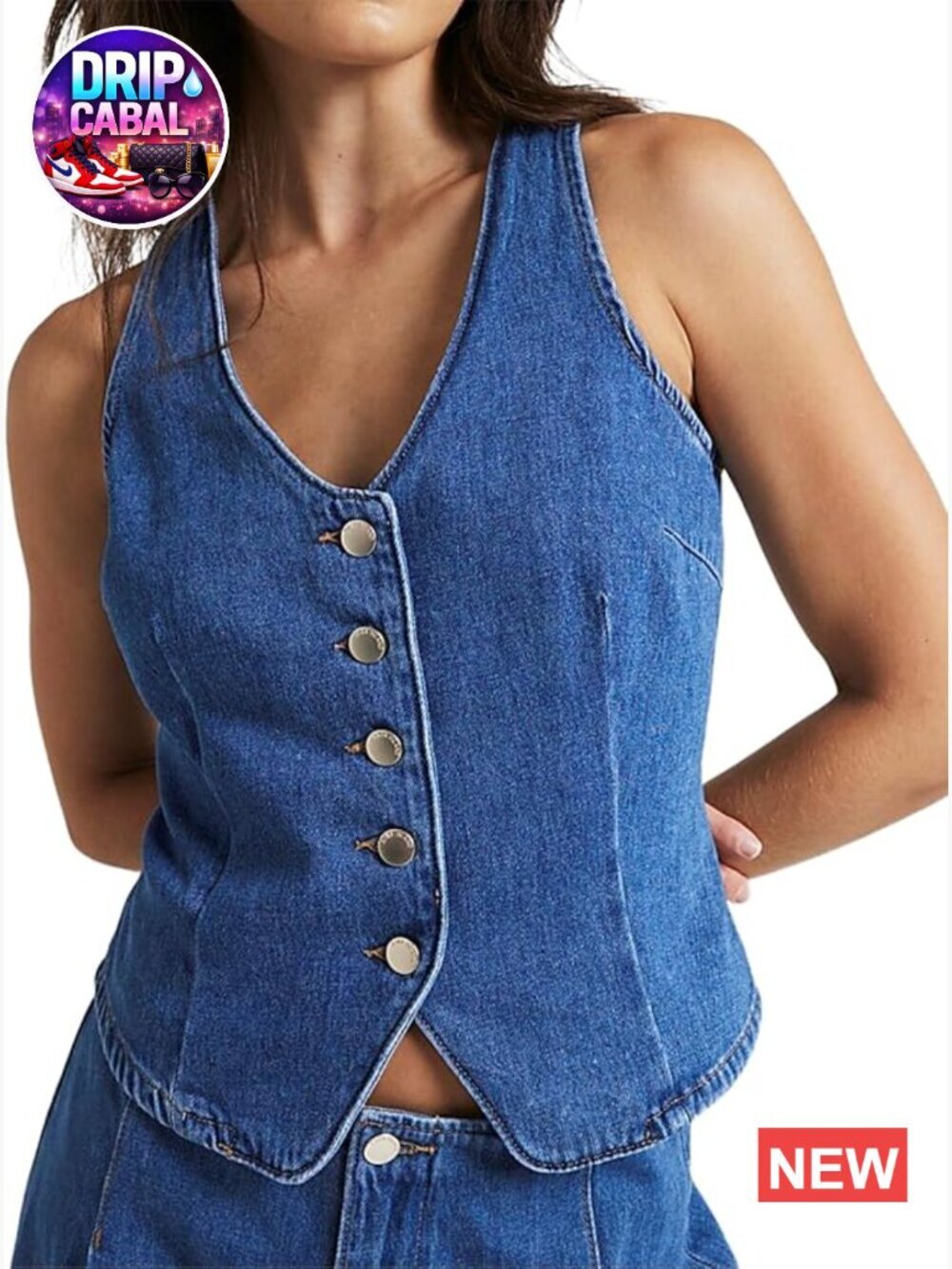 Sleeveless Denim Vest Button Down Casual Jean Suit Waistcoat